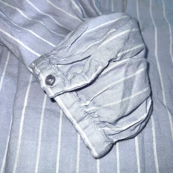 Old Navy Womens Blouse Top Shirt Long Sleeve V Neck Pullover Blue White Stripe M - Picture 7 of 9